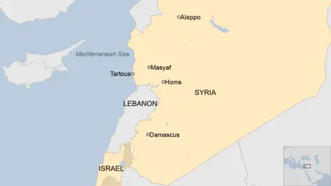 Map of Syria showing location of Masyaf